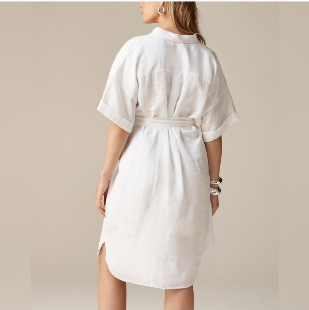 J. Crew Capitaine 100% Linen Shirtdress, Womens XXSP, White - Picture 2 of 8